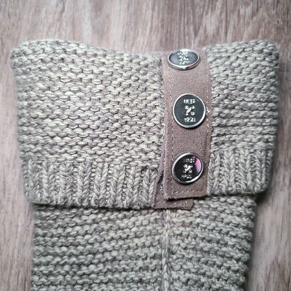 UGG Australia Cardy Classic Knit Tall Boots Olive Green/ Gray Women's Size 7 - Picture 2 of 10